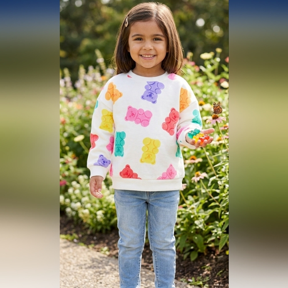 Toddler Girls Allover Print Crewneck Sweatshirt